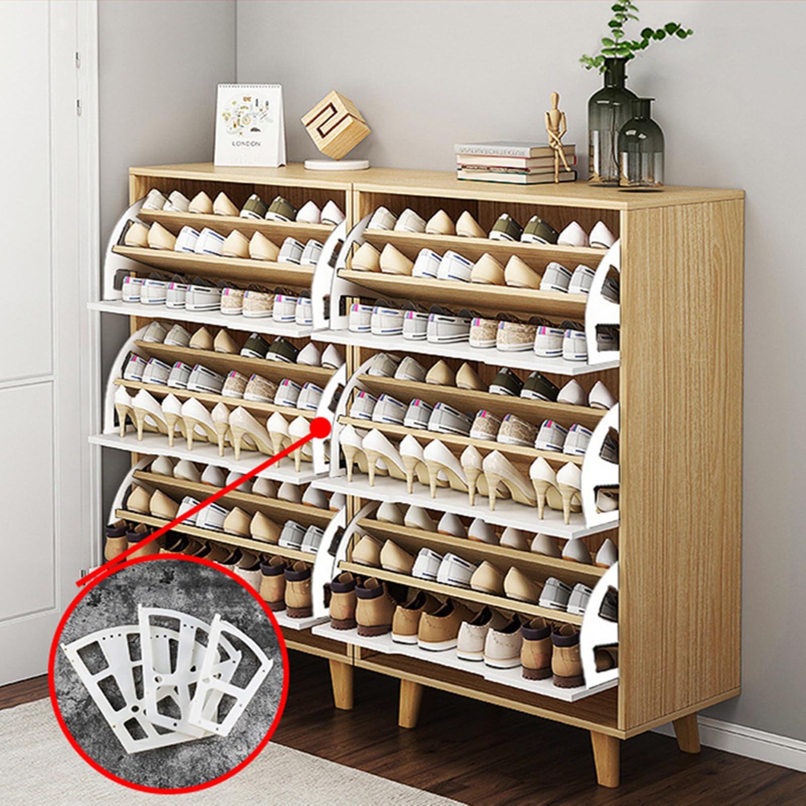 Shoes Drawer Cabinet Hinges, Home Plastic Hollowed Two Layers Shoe Cabinet Shelf Rack Holder Hinges Accessory(white) - Image 2