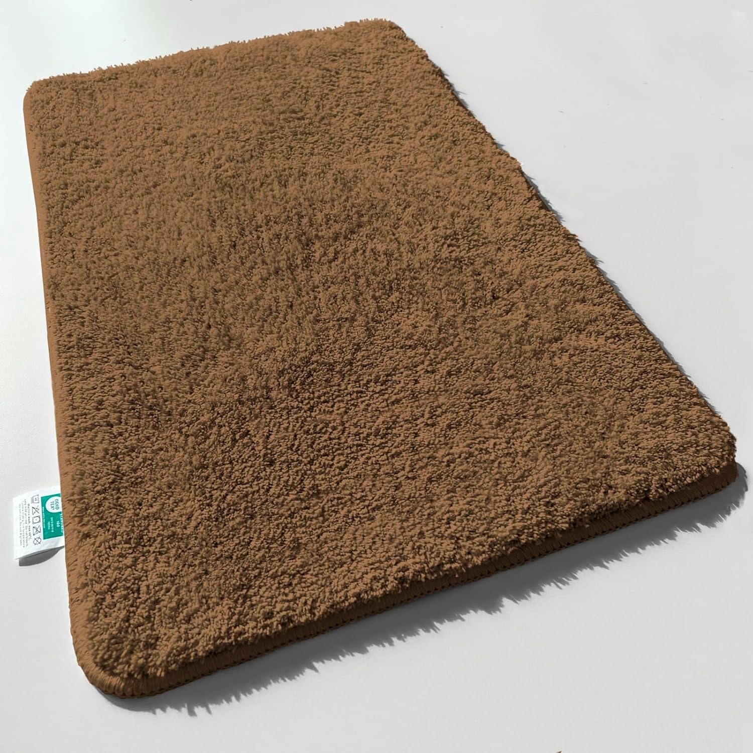 Floordirekt Sky Bath Mat | Soft Dense High Pile | Non-Slip & Quick Drying | Suitable for Underfloor Heating | Square & Round | Many Colours & Sizes (50 x 80 cm, Brown)