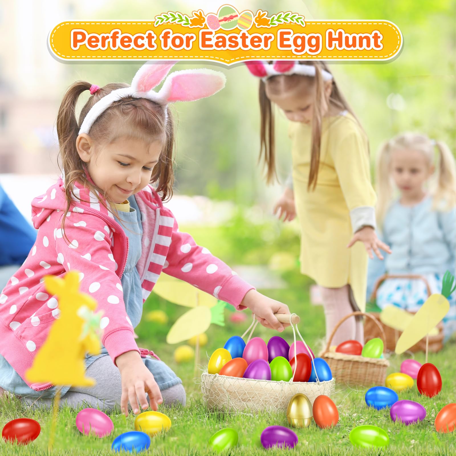 Shemira 3000 huevos de Pascua de plástico de 2.3 pulgadas más 36 huevos de Pascua dorados, huevos de Pascua vacíos rellenables, huevos de plástico a granel para relleno de cesta de Pascua, recuerdo de