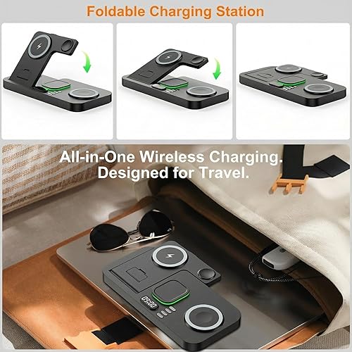 Miniatura 7 de Estación de carga inalámbrica magnética de doble teléfono para el ecosistema Apple, estación de carga inalámbrica para dispositivos Apple con