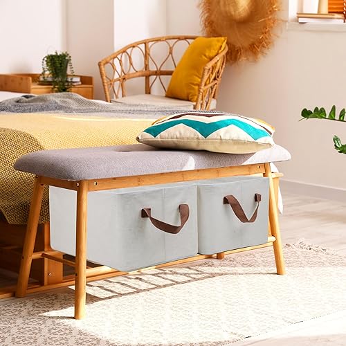 Miniatura 2 de 4 cestas de organización de lino, cesta de almacenamiento de tela plegable, organizadores y almacenamiento, cajas organizadoras plegables para