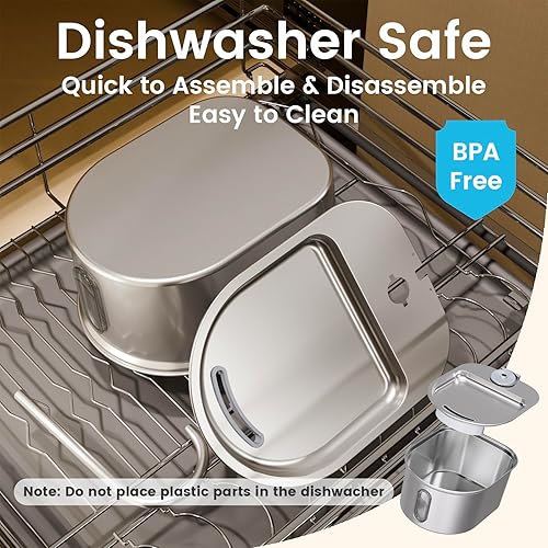 Miniatura 9 de Fuente de agua para gatos de acero inoxidable, dispensador de agua automático silencioso para perros, apagado automático seguro, fuente de agua