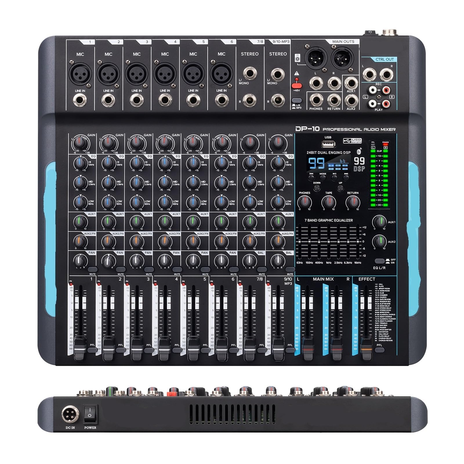 Mélangeur audio 10 canaux DP-10 pour corriger les sons plats - 7