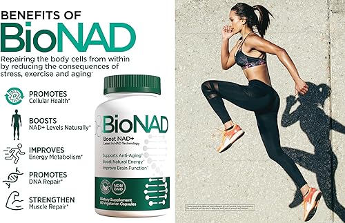 Miniatura 8 de BioNAD NAD+ Natural Energy Booster - Aumenta el NAD+ - Apoya la salud cardiovascular al reducir el colesterol LDL - Antienvejecimiento - Combate el