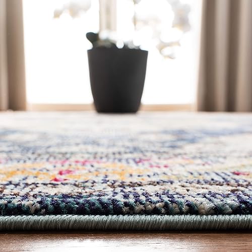 Miniatura 5 de Alfombra bohemia Safavieh estilo medallón antiguo, colección Monaco MNC243N, no suelta fibra, resistente a las manchas, ideal para sala de estar,