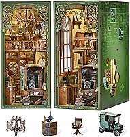 Vista 9 de Kit de rincón de libros, kit de bricolaje en miniatura para casa de muñecas, rompecabezas de madera 3D, decoración con luz LED para adolescentes