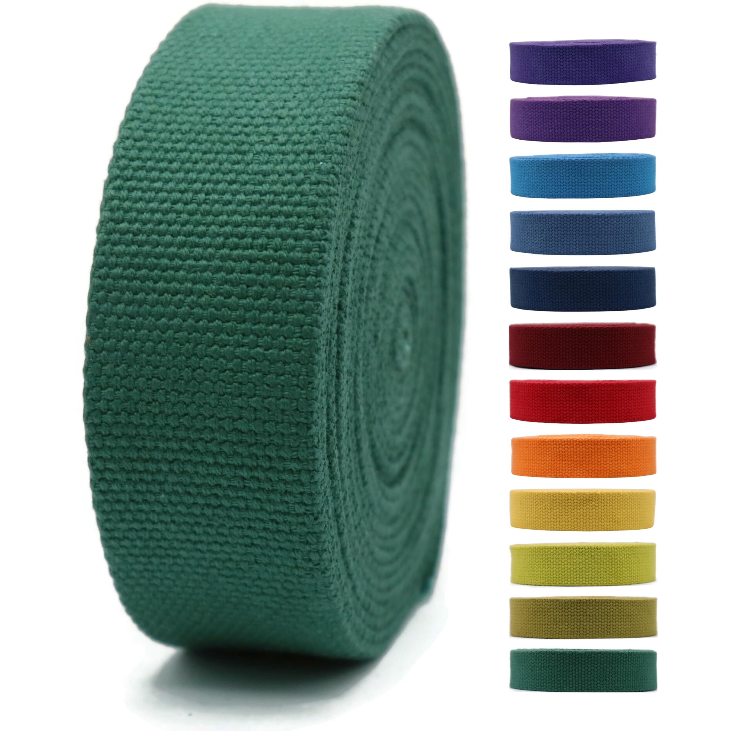 Cotton Webbing 2" & 1.5'' & 1" - 5 Yards - 50+ Colors -%100 Natural Cotton - Turkish Woven - Heavy Duty 1 Inch 1.5 Inch 2 Inch Canvas Webbing for