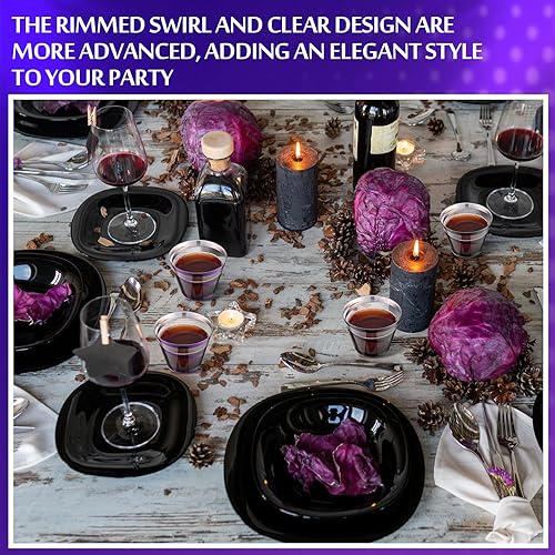 Vista 212 de Gejoy Vasos de plástico con borde de 9 onzas, vasos desechables para beber vino, vasos transparentes y elegantes de Halloween para suministros