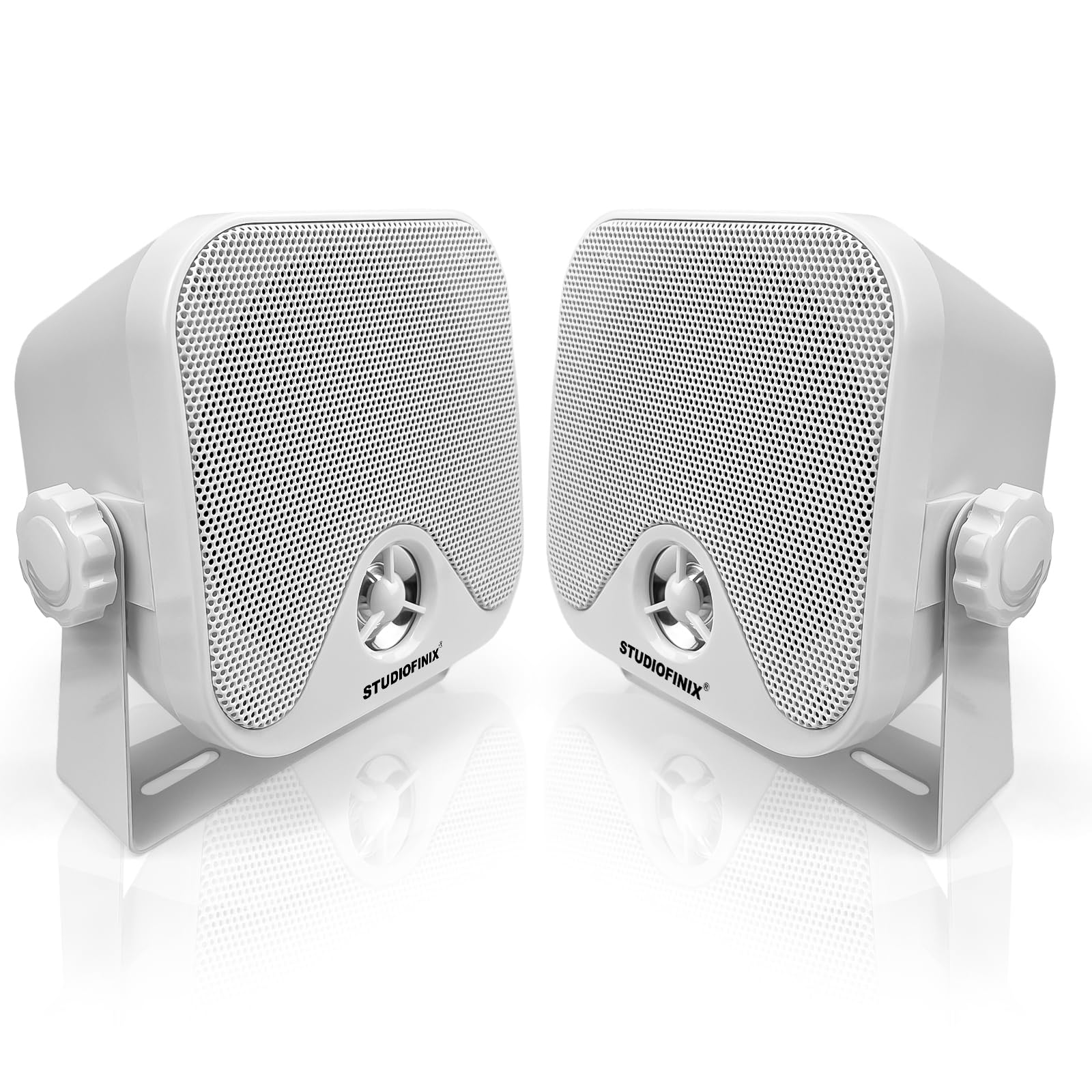 STUDIOFINIX Sistema di altoparlanti stereo impermeabile 10,2 cm 100 W per ATV, UTV, moto, trattore, barca (bianco)