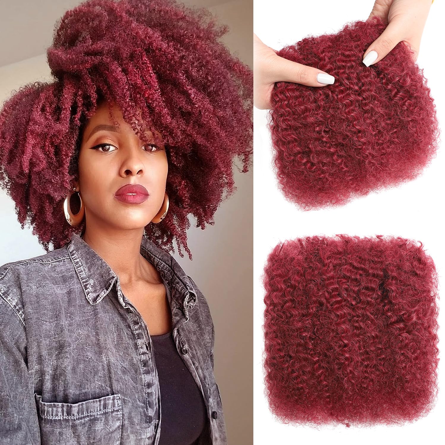 12 Inch Human Hair Bulk for Dreadlock Extensions Braids Twists Afro Kinkys Bulk Human Hair for Dreadlock Extensions, Loc  main image 2