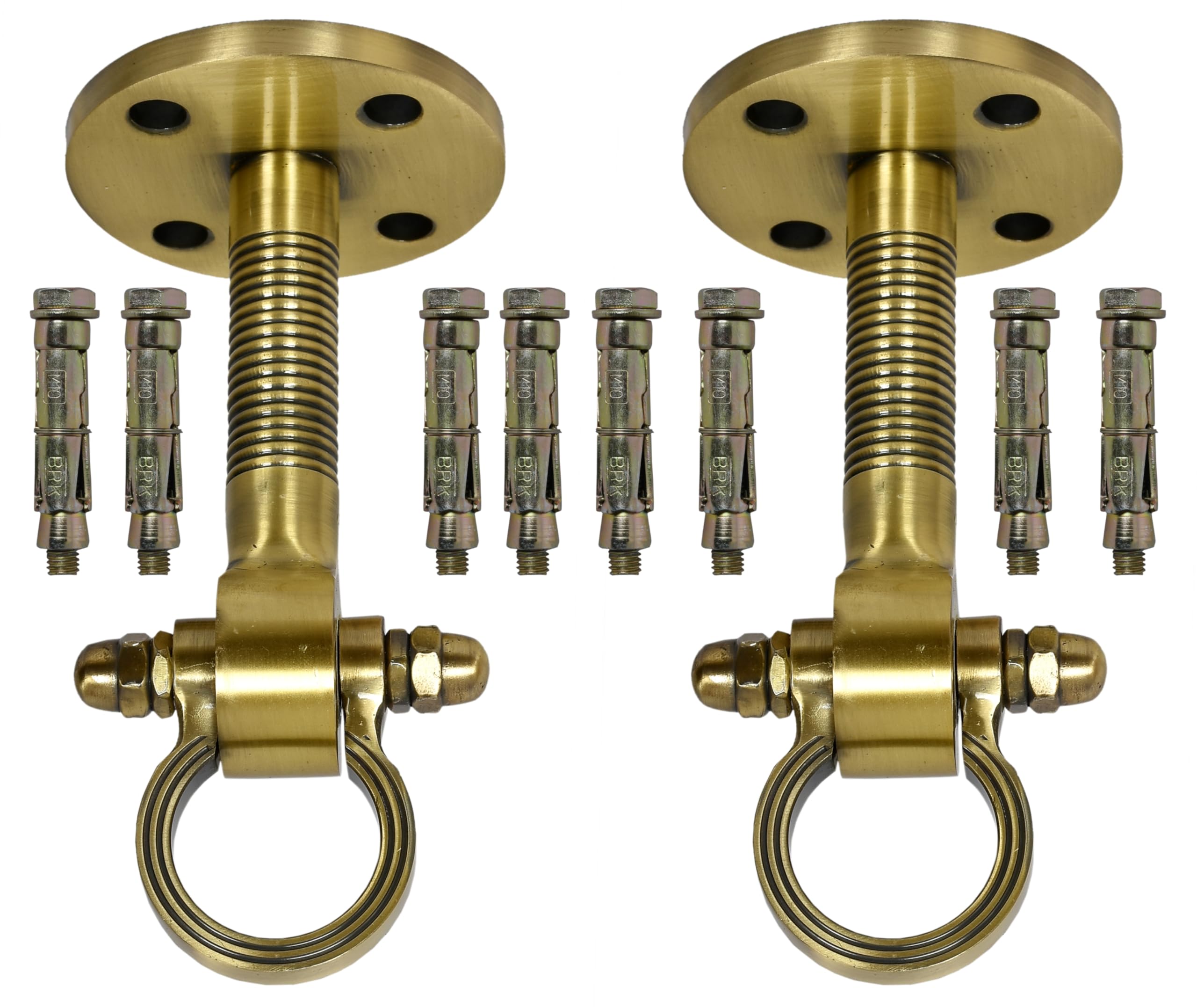 TRENDY CREATION HUB 8 Inch Long Antique Brass Finish Pad Eye Hanging Hooks and Swing Kadu Heavy Duty Hooks for Hanging with Anchor Bolt Fastener Pack of 2-image-4