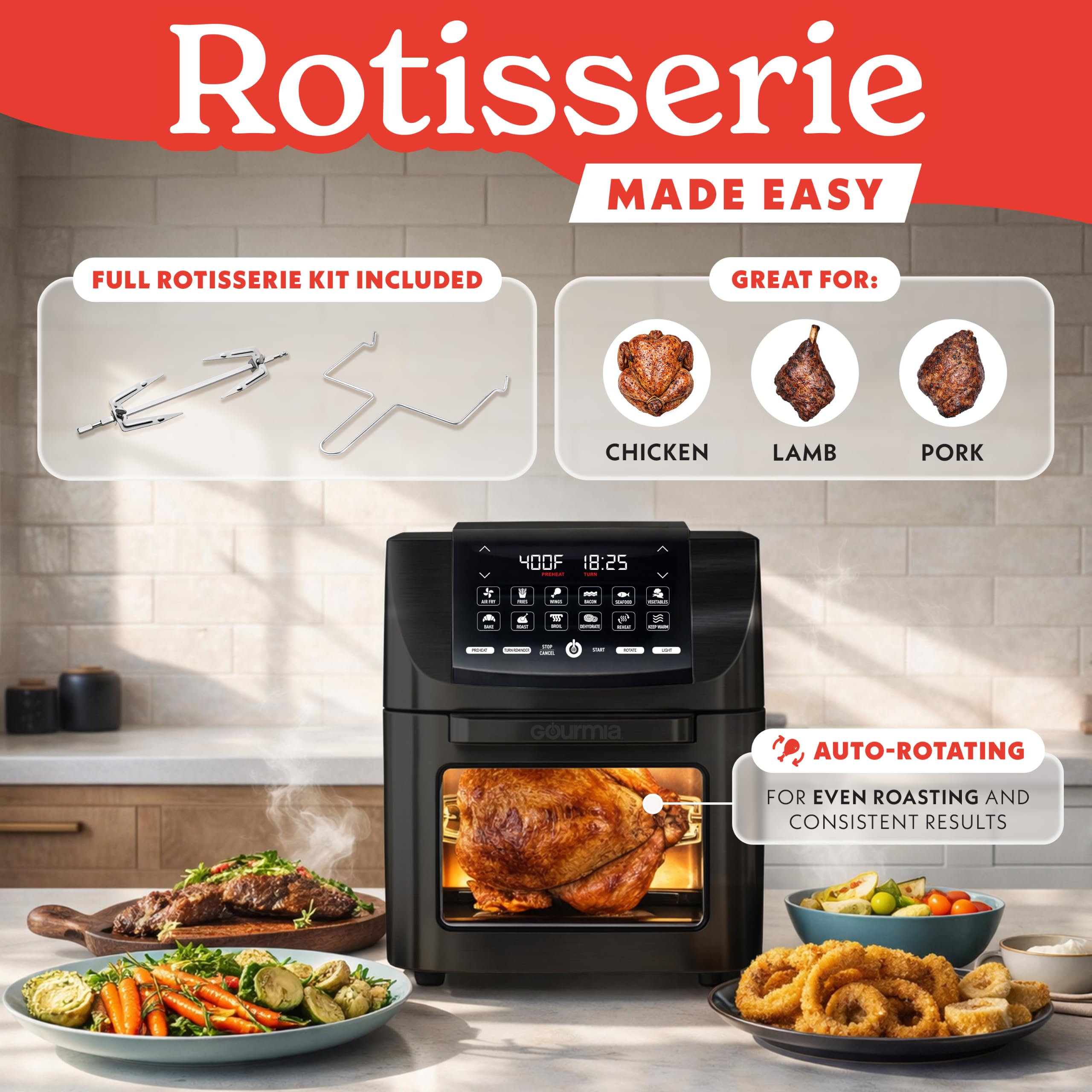Gourmia Conjunto de torradeira Air Fryer - All-in-One 14 litros