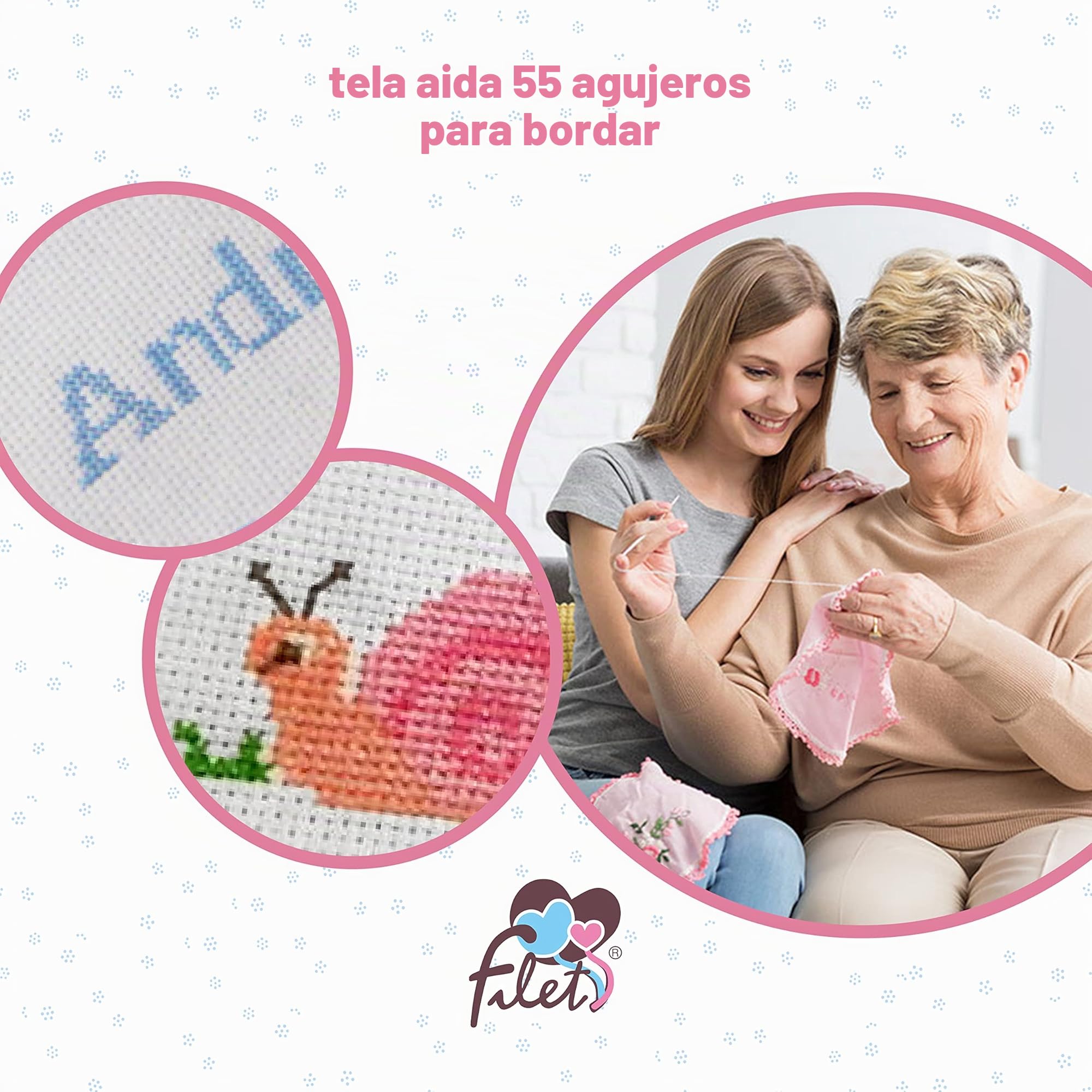 Filet - Bolso De Canastilla Bebé con Cierre De Cordón para Bordar, Fabricada en algodón Piquet Estampado, Fabricada en Italia, Fantasía Corazones Beige, Moderno