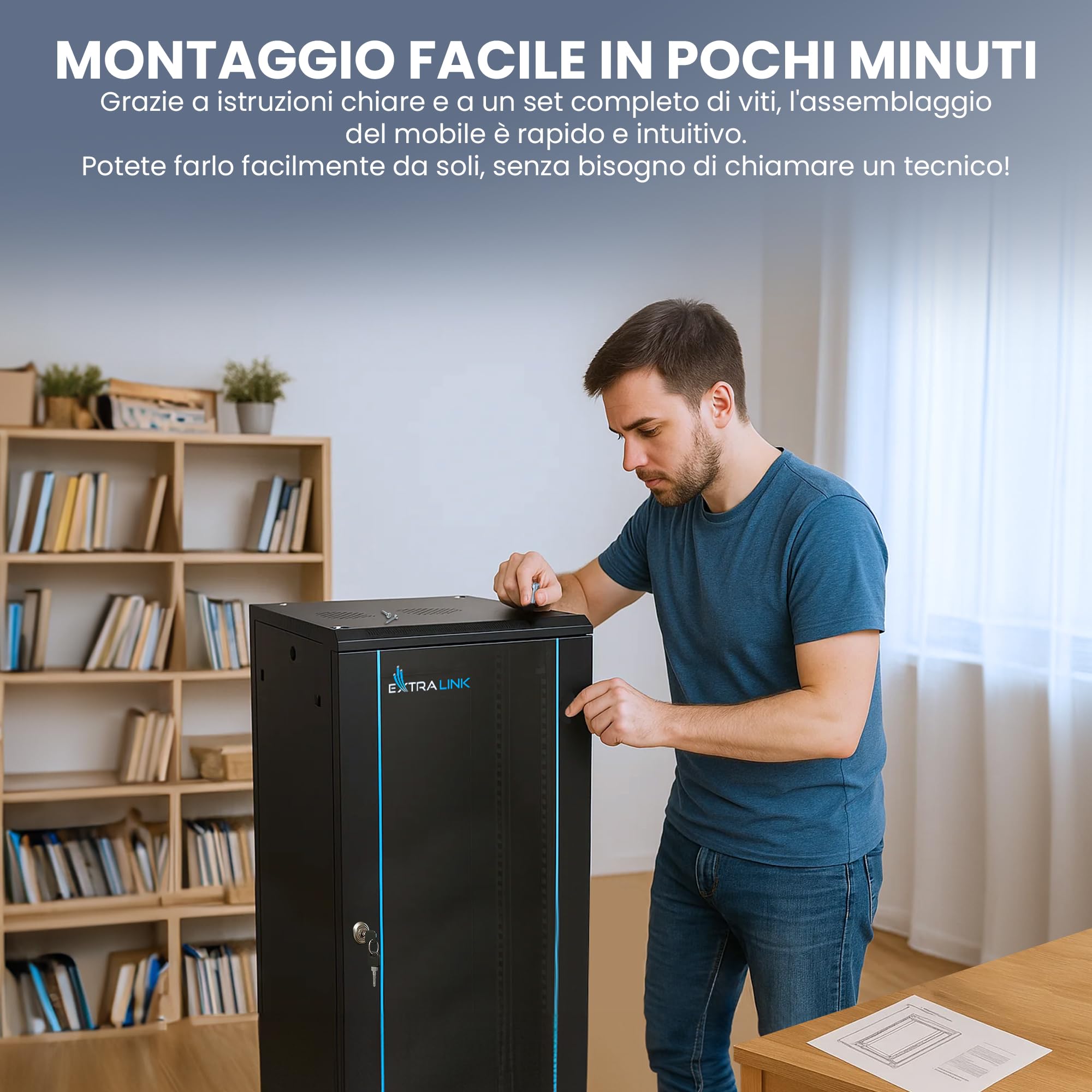 EXTRALINK Rack 19 cali 12U 600x450 mm szafa montażowa ścienna podłogowa 60 kg drzwi szklane 180° czarny