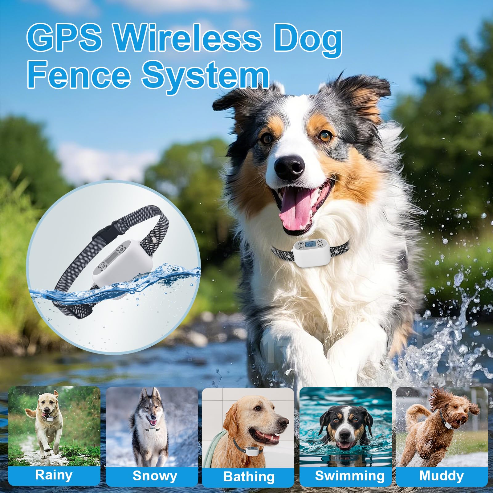 GPS Wireless Dog Fence System with App Control - No Subscription & No Wire, up to 984 FT IPX7 Waterproof Electric Pet Containment Collar with Beep/Vibration/Shock, Support up to 5 Dogs(White) - image 6