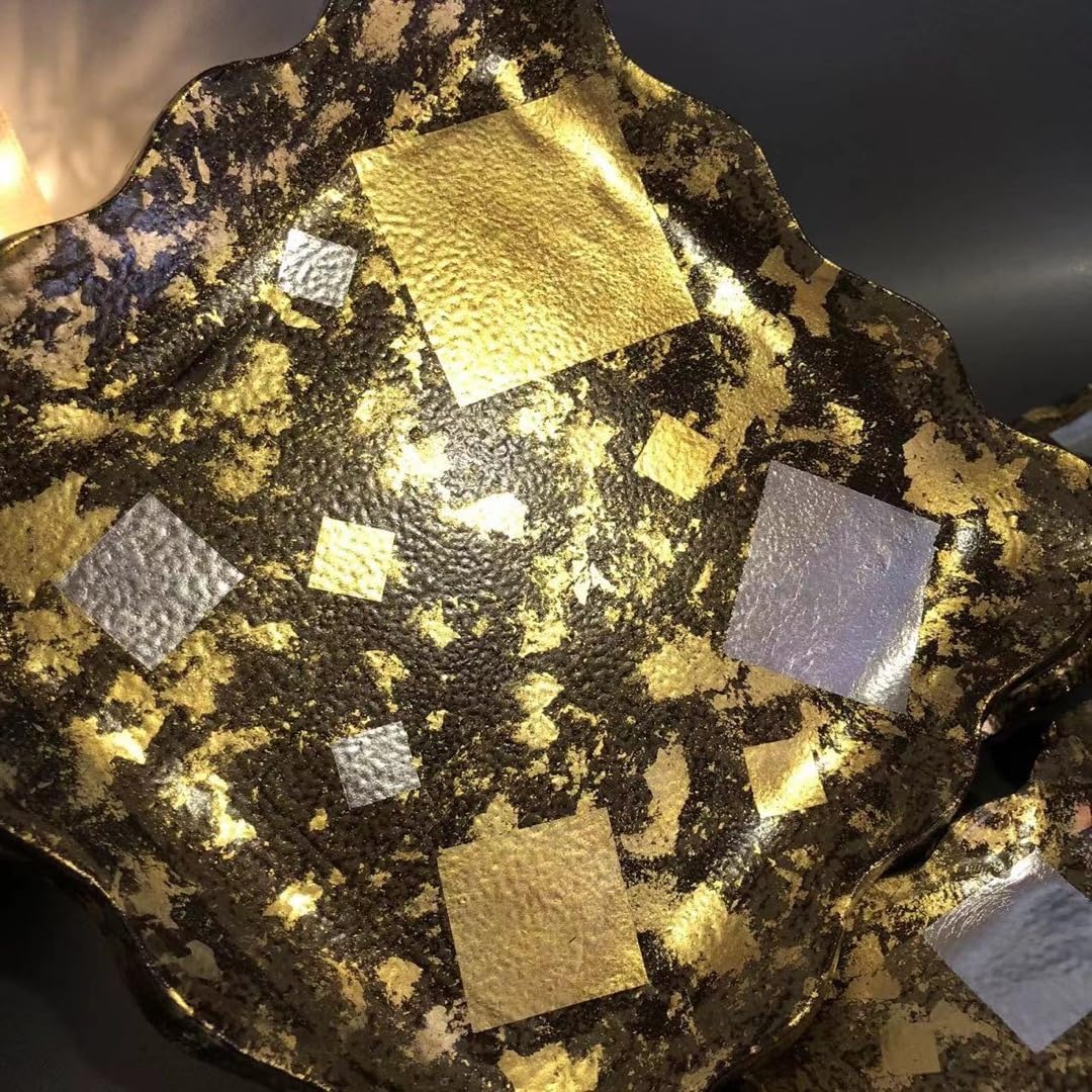 Amazon.co.jp: N200、京焼 陶あん 金銀箔 盛皿陶葊 土渕善丕氏 超 6枚  