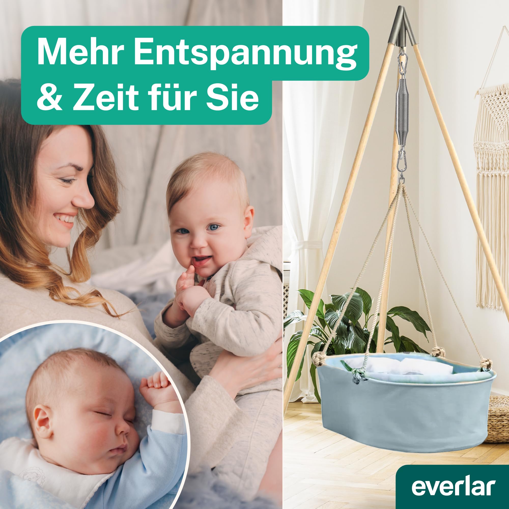 Feder für Babywiege I Perfekte Einschlafhilfe Made in EU I Für raschen & ruhigen Schlaf I Für Baby Hängewiege, Federwiege I Schwingfeder Babyhängematte Türklammer I Bis 15kg