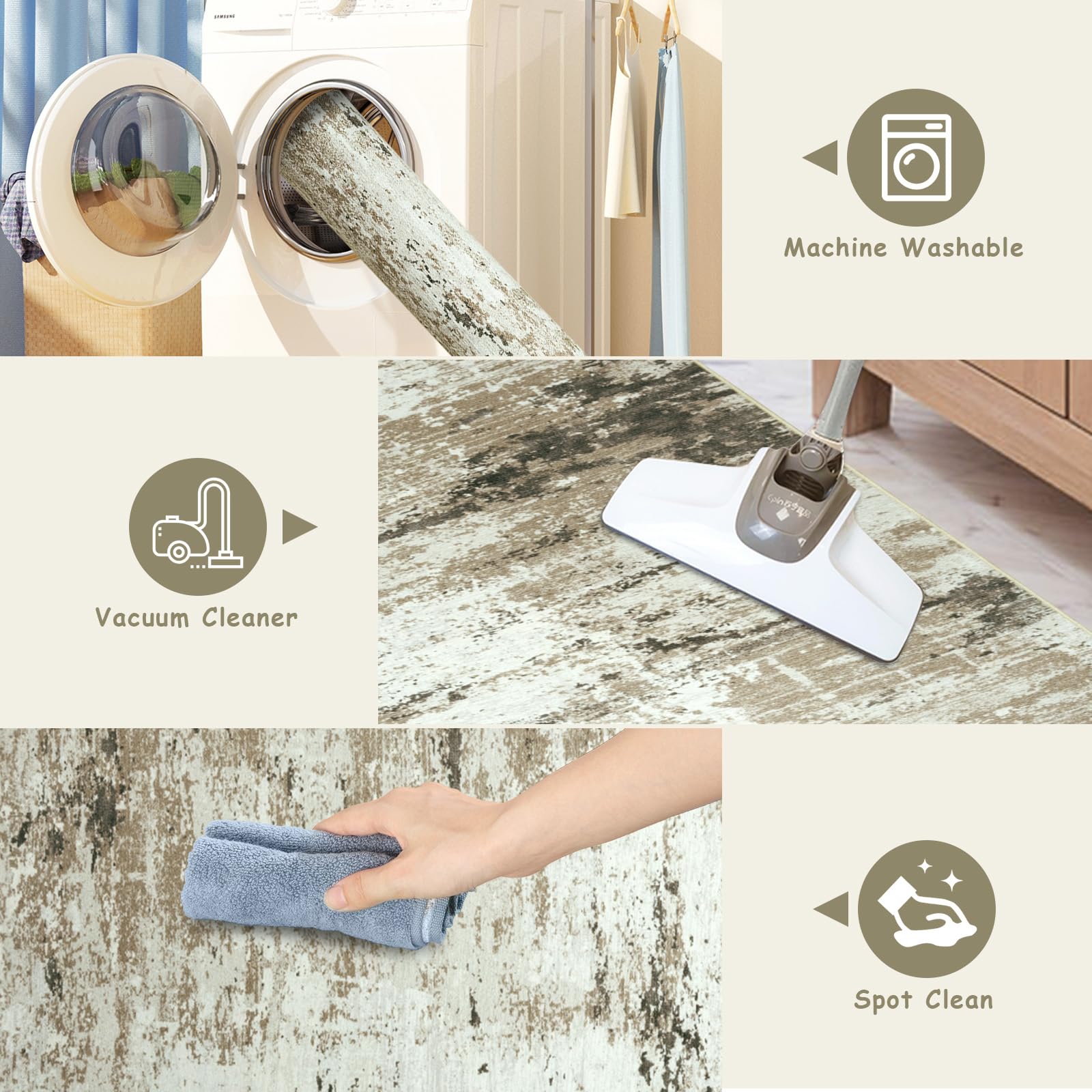 Cekene Protector Suelo Silla Ruedas 120x150cm Taupe Antideslizante Alfombra Silla Escritorio Resumen Afombra Silla Gaming Protector Suelo para Suelos Duros Silla de Oficina