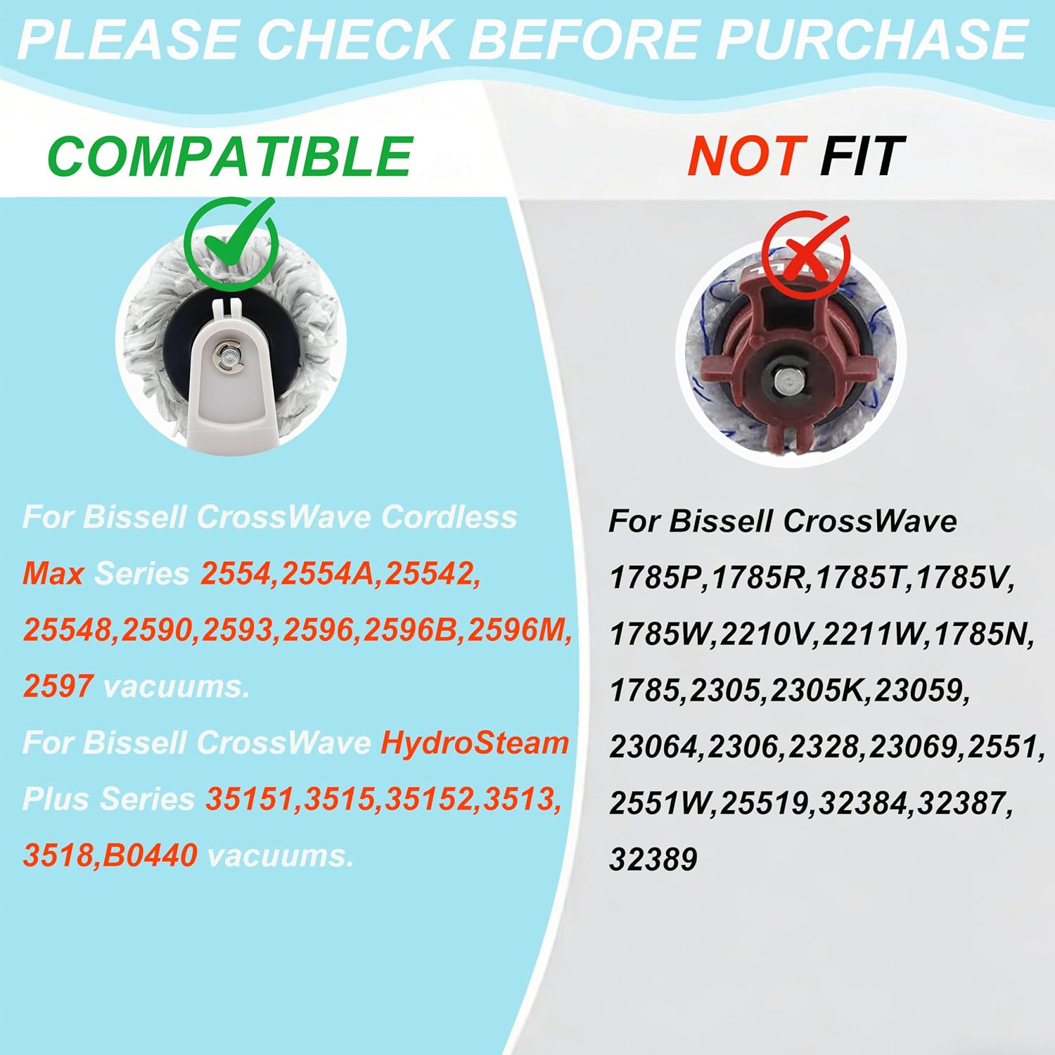 Brush Rolls and Filters Replacement for Bissell CrossWave 2554 & HydroSteam