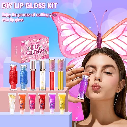 Miniatura 5 de Jcoos Kit de fabricación de brillo de labios, kit de brillo de labios divertido para niños, haz tu propio kit de brillo de labios para
