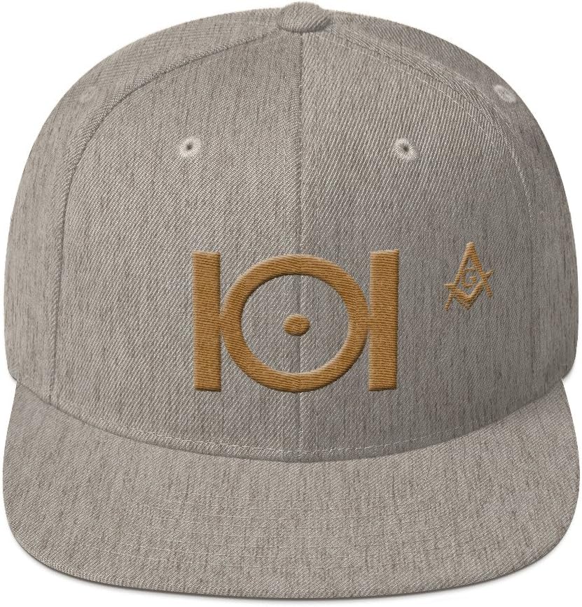 Masonic Snapback Hat 3D Puff Embroidery Old Gold