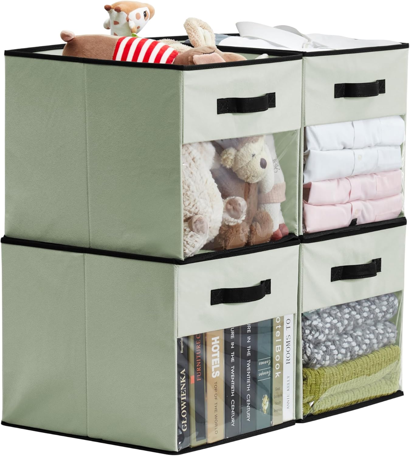 Storage Baskets for Shelves 13x15x13 Storage Cube Bins with Clear Window