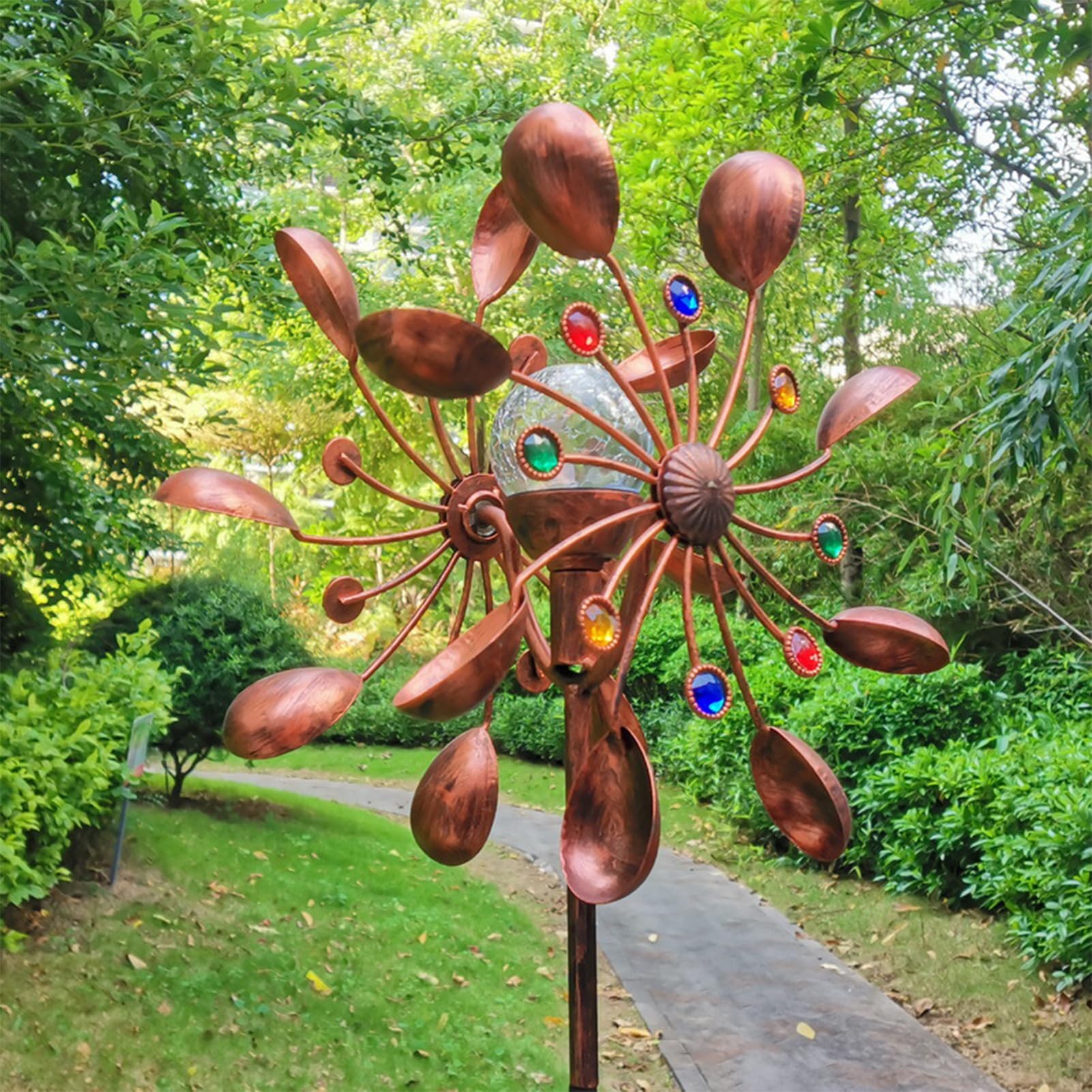 Girandole per Giardino,Girandola A Vento in Metallo Decorazione Artistica da Giardino,Arte del Vento da Giardino,Girandola A Vento Ad Energia Solare