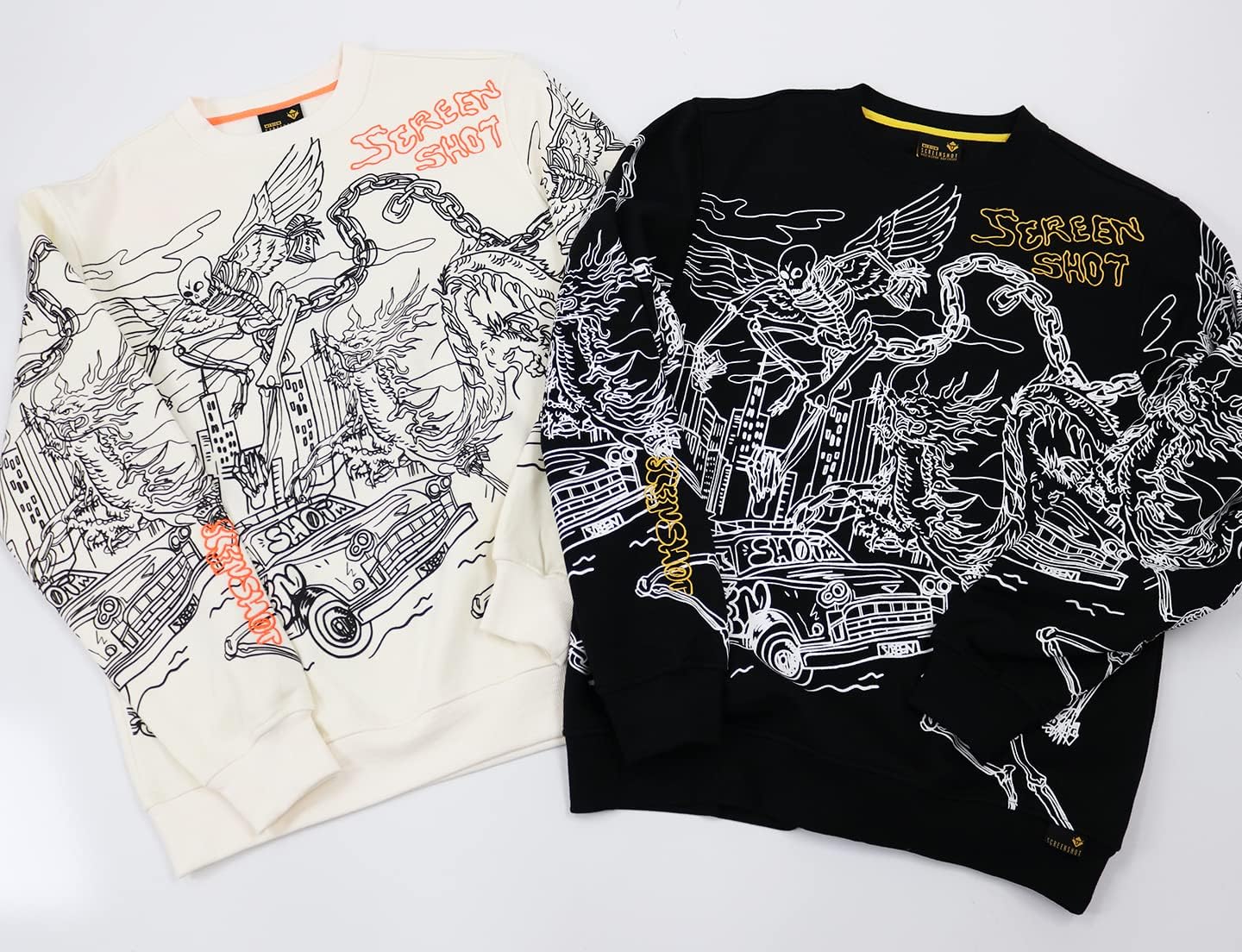 SCREENSHOT Mens Urban NYC Graffiti Hip Hop Fleece Pullover Active Fashion Crew Neck Sweatshirt Top - Image 4