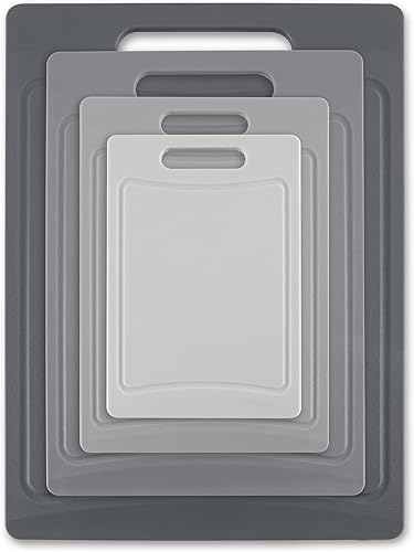 Vista 15 de COOK WITH COLOR Juego de tablas de cortar antideslizantes, esenciales de cocina con mango de fácil agarre para carne, verduras y frutas, 3 tablas