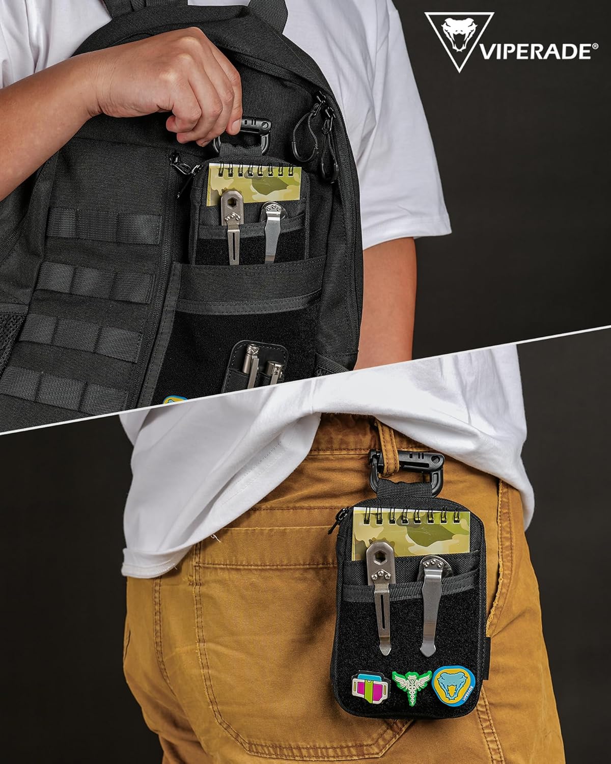 VIPERADE VE26 EDC Pouch Organizer with 11 Compartments, Small Tool Pouch with DIY Patches Area, EDC Pocket Organizer for Mutitools - Image 7