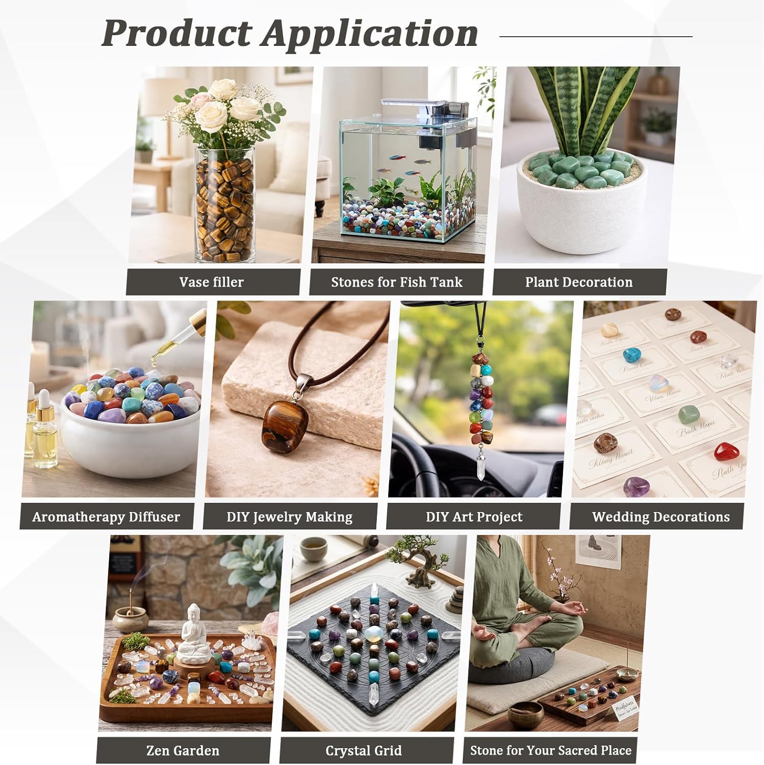 Nupuyai 1 lb Tumbled Stones Irregular Shape Polished Crystals, Reiki Chakra Healing Quartz, Home and Garden Decor