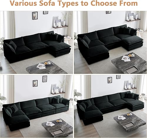 Miniatura 6 de mikibama Sofá seccional modular, juego de sofá en forma de L de 111.5 pulgadas para sala de estar, sofás de 3 plazas cómodos tipo nube con otomana