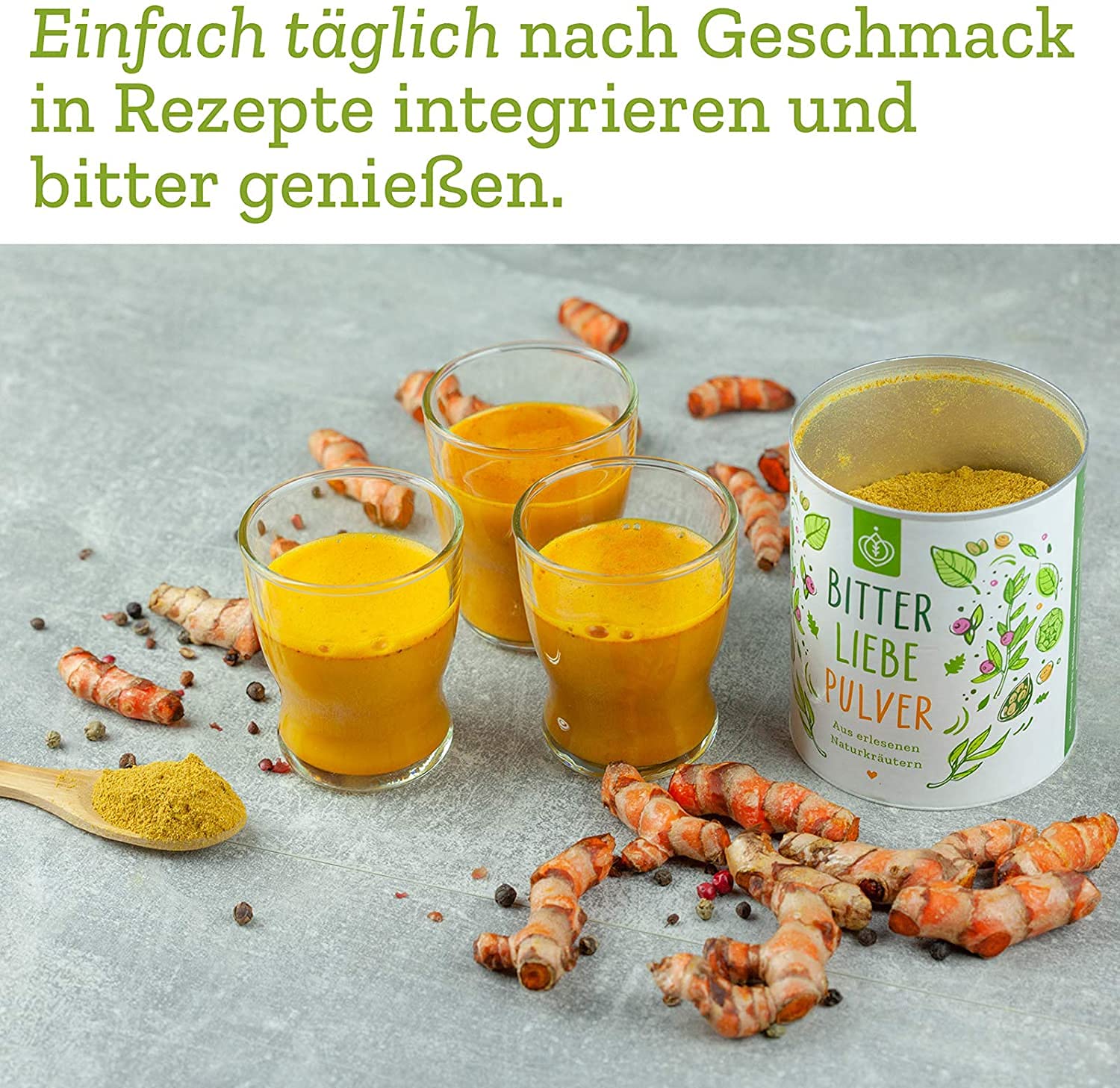 BitterLiebe® Premium Paket mild mit BitterLiebe Tropfen mild (50ml) Kapseln (90Stk.) Pulver (100g) und Kräutertee (100g) I Bitterstoffe aus Die Höhle der Löwen