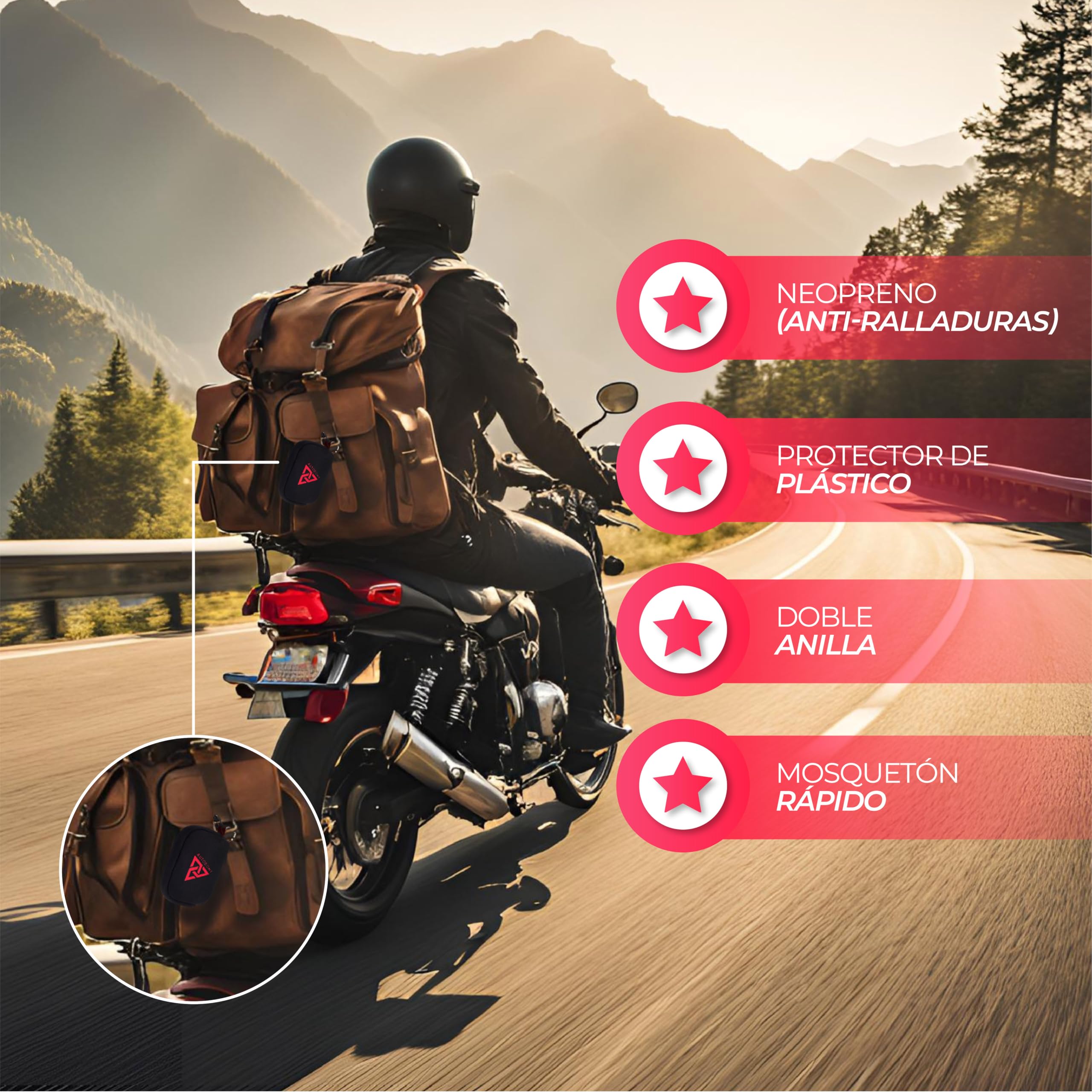 Autodomy Llavero para Moto Impermeable Neopreno Negro Rojo Porta Llaves con Anilla Mosquetón