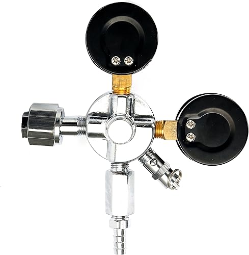 Miniatura 3 de YaeBrew Regulador dispensador de cerveza de barril de CO2 de doble calibre, latón cromado CGA-320