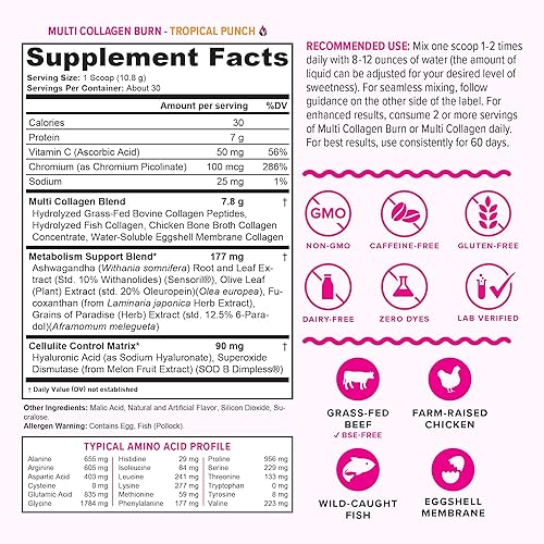 Miniatura 2 de Polvo de péptidos de colágeno hidrolizados para mujeres, adelgazante multicolágeno Burn Ultimate Beauty Complex con ácido hialurónico y péptidos de