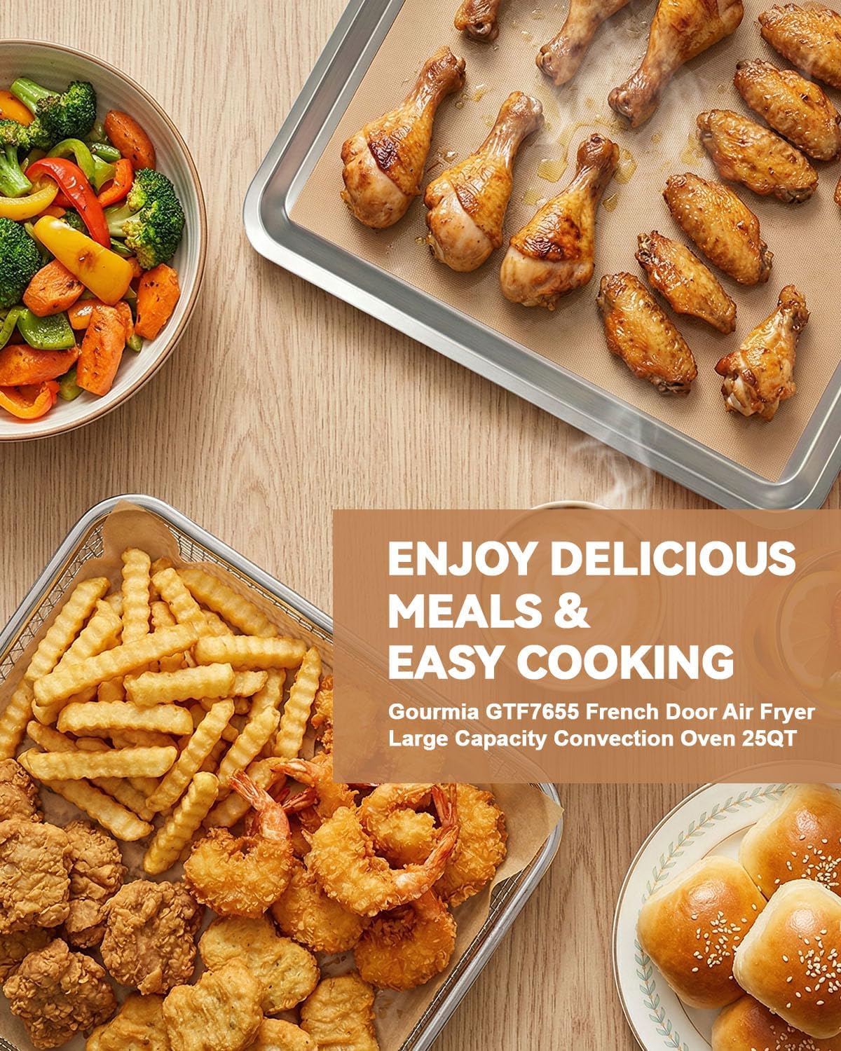 135PCs Paper Liners Compatible with Gourmia French Door Air Fryer 25 Qt