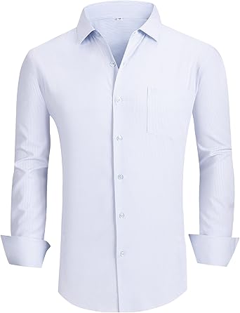 Alex Vando Mens Bamboo Dress Shirts Wrinkle Free Regular Fit Stretch Button Down Shirt