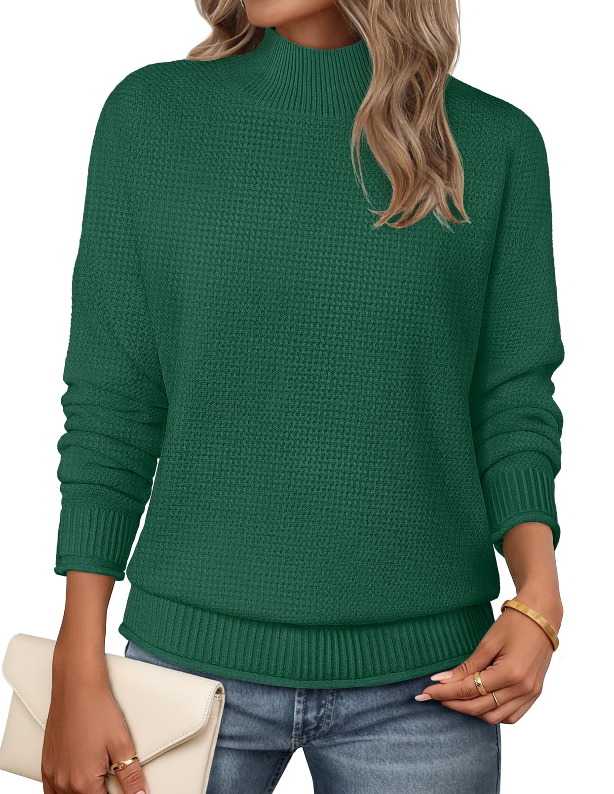 MEROKEETY Womens Turtleneck Long Sleeve Fall Cozy Knit Sweater 2026 Trendy | Loose Pullover, Ribbed Hem, Solid Color, Drop Shoulder, Casual Jumper Top, Cozy Outfits, Fall Fashion, Warm Winter Clothing