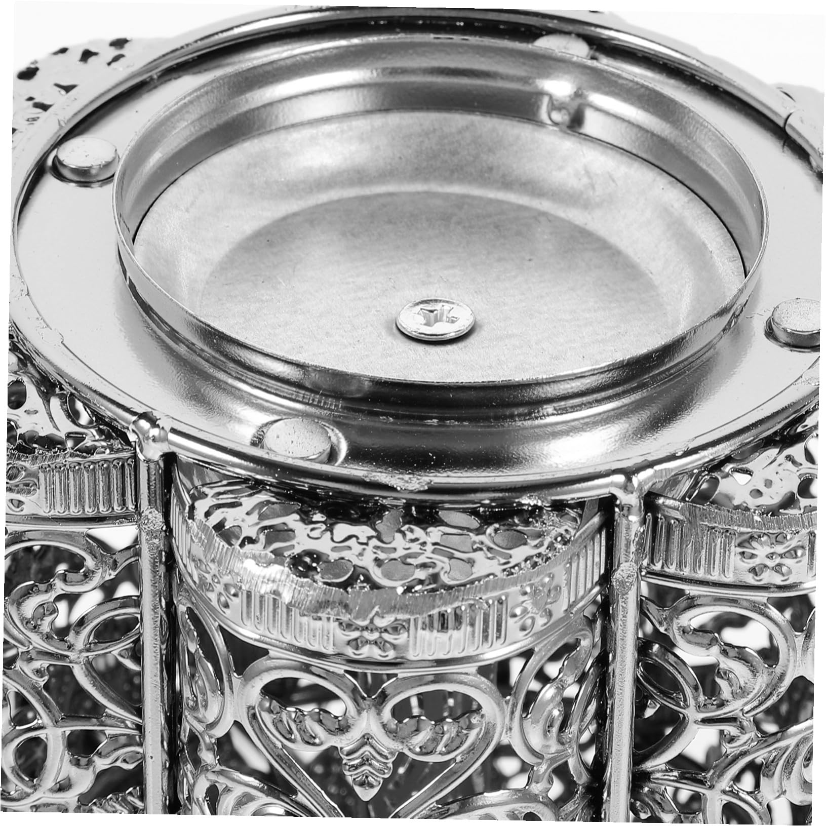 DOITOOL Elektrischer Bakhoor Brenner aus Stabilem Eisen Tragbares Retro Räuchergefäß in Silber als Dekorativer Duftspender dem Tisch und Mittelpunkt im Raum