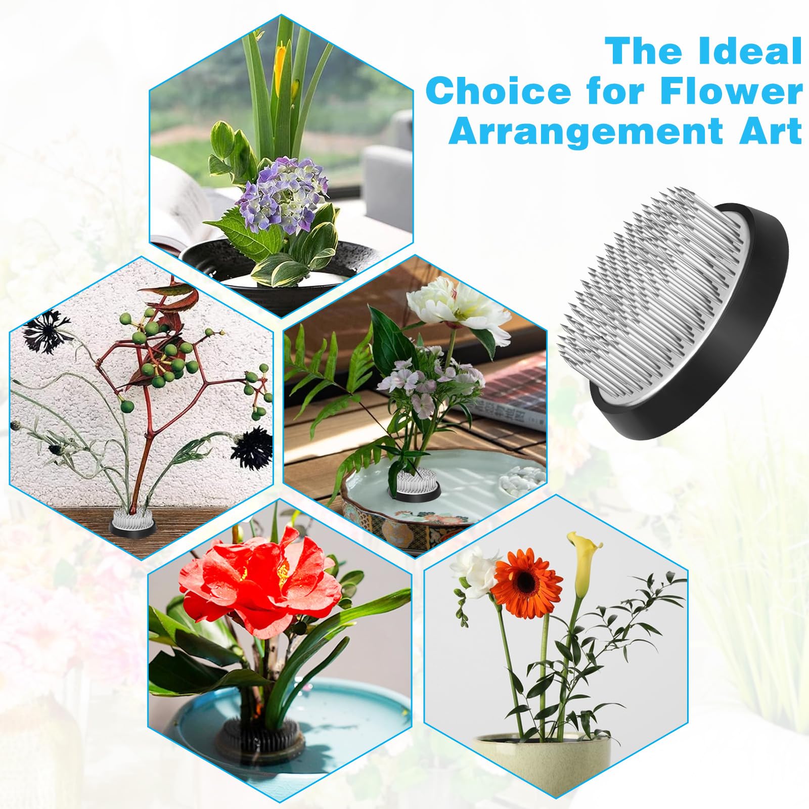 Grenouille Ikebana Kenzan Rond 6 Cm - Pique-Fleurs En Alliage Aluminium Avec Aiguilles, Support Floral Stable Pour Vase, Balcon, Jardin, Art Floral