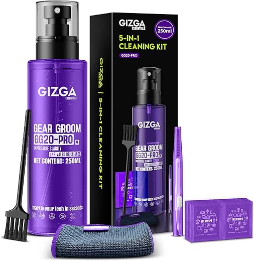 Gizga Essentials 2-in-1 Professional Laptop Cleaning Kit for Camera, Lens, Binocular, Laptop, TV, Monitor, Smartphone,Tablet (Includes:…
