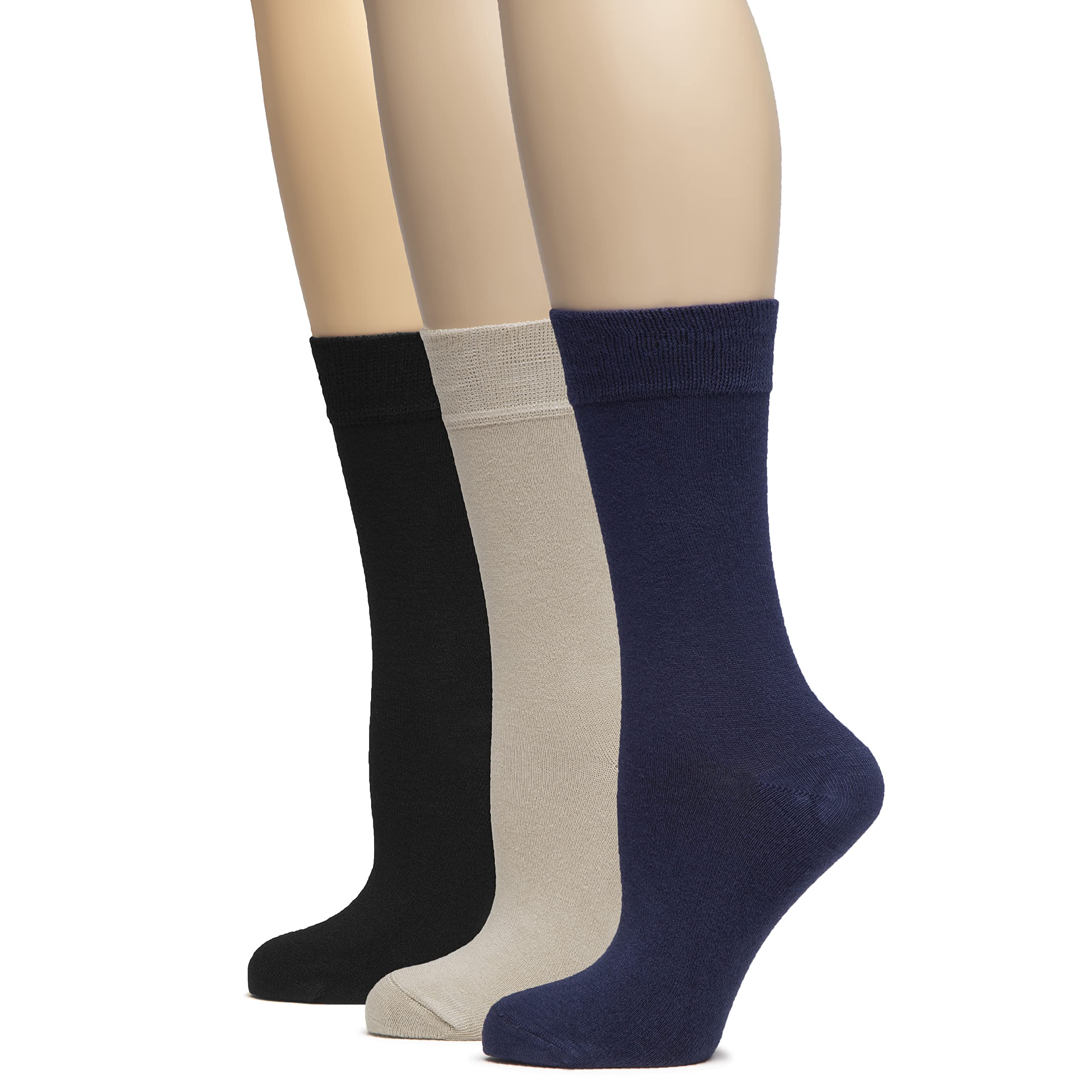 Hugh Ugoli Women's Thin Soft Rayon Derived from Bamboo Crew Socks for Dress, Trouser, Seamless Toe &amp; Non-Binding, 5-8/9-11