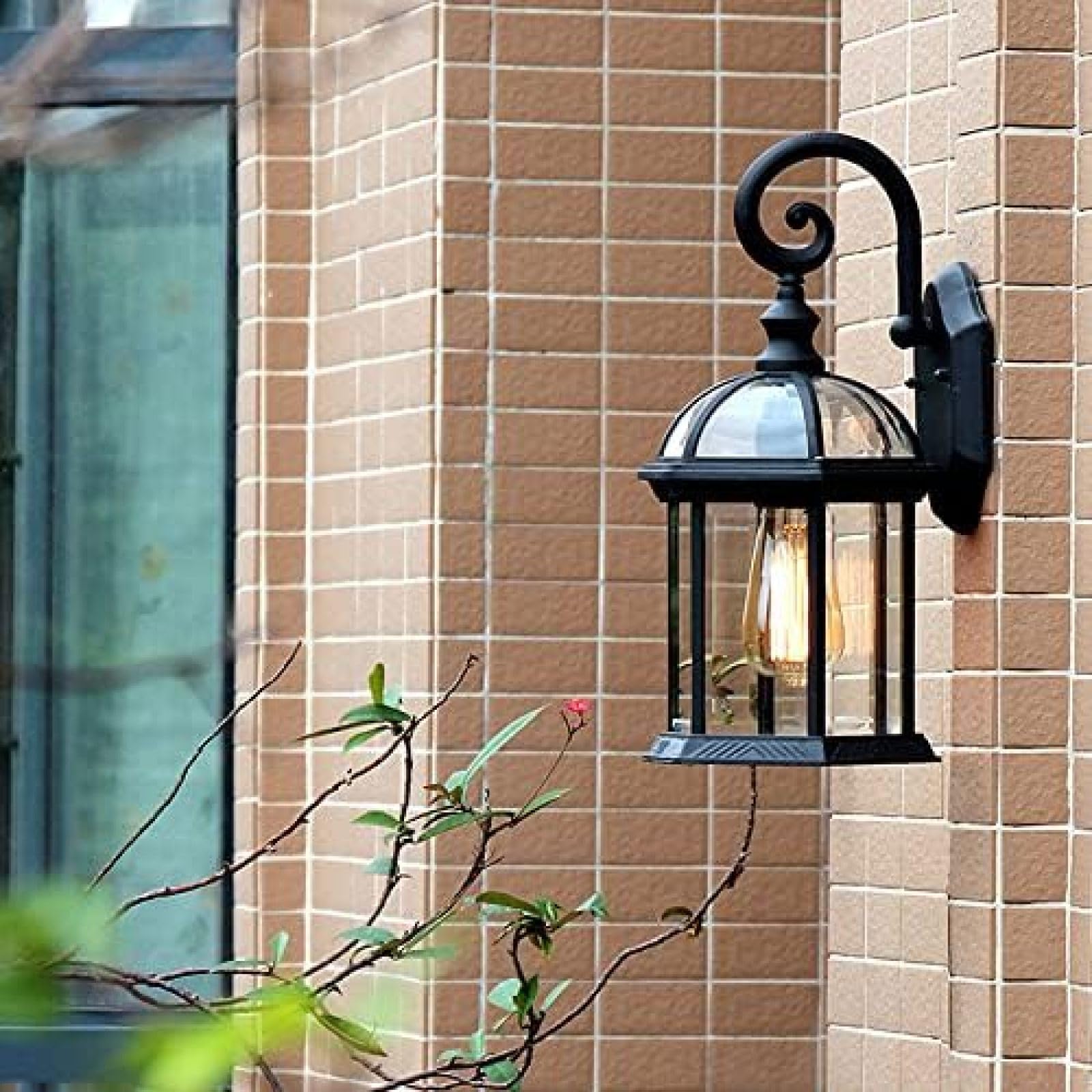 YHYAI Retro Victoria Antique ide LED Wall Light Vintage Waterproof Rustproof Glass Lantern Wall Lamp Lantern Courtyard Garden Balcony Villa Aluminum Wall Sconce Fitting