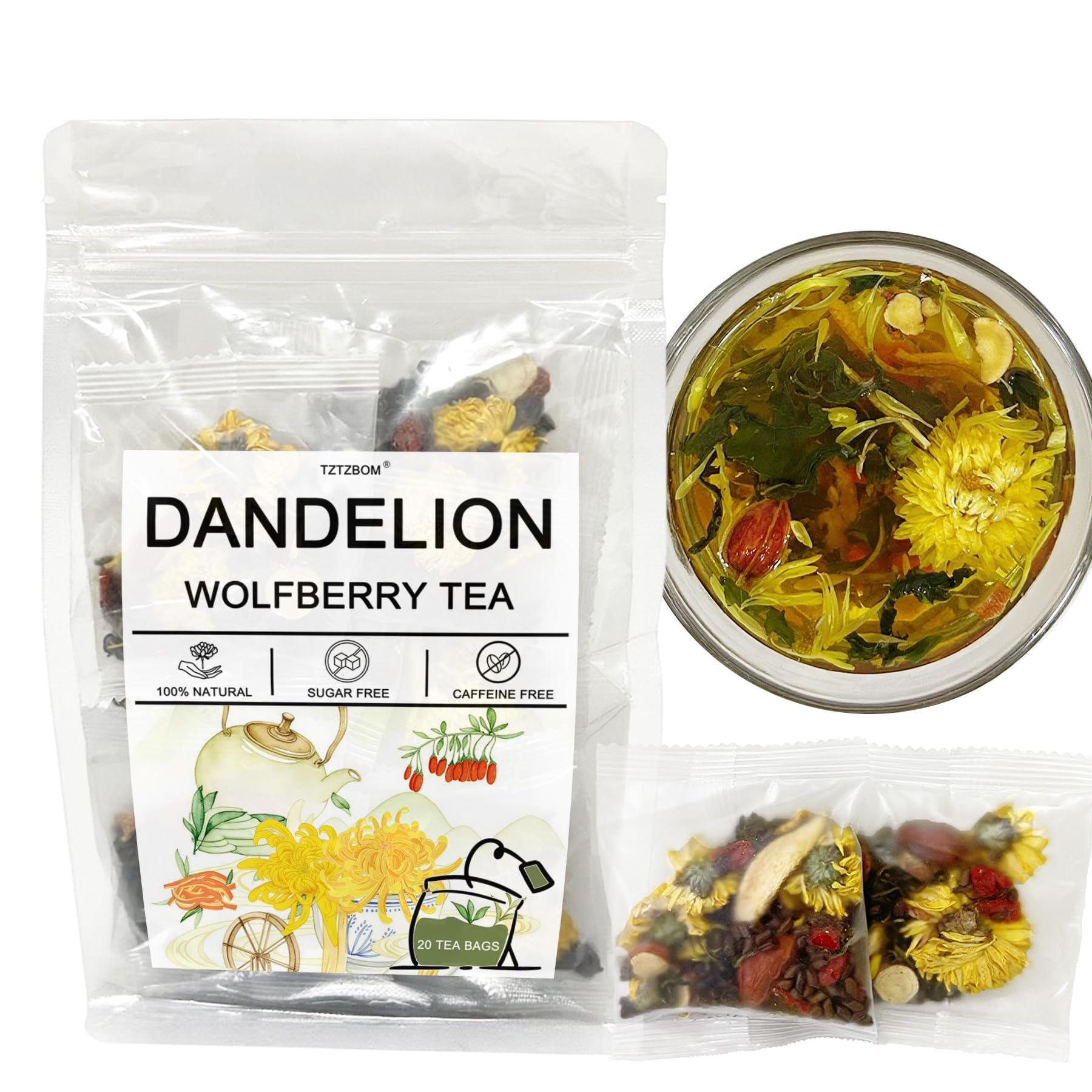 DAN★SHARI★ Amazon.com : Dandelion Wolfberry Tea Bags, 100% Natural Liver and