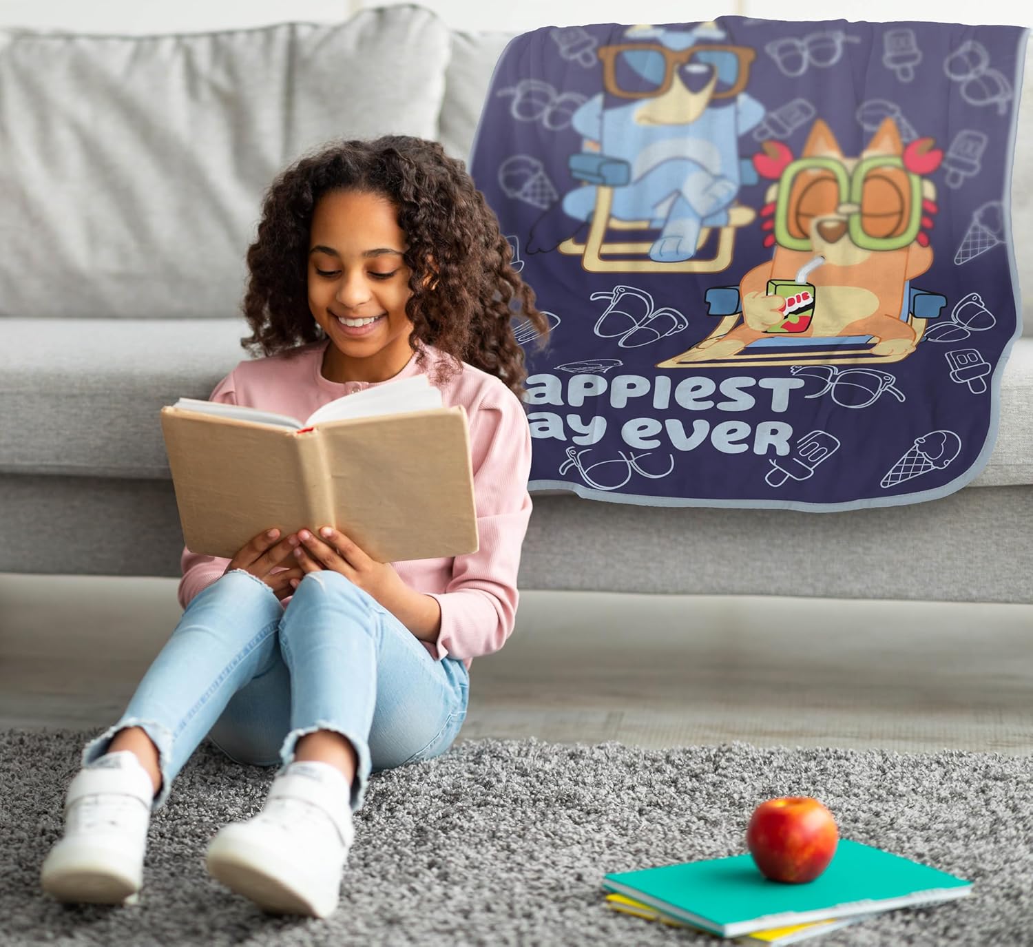 Jay Franco Kids Plush Throw Blanket – Soft & Comfy Throw for Couch or Bed – Cozy Home Décor for Living Room & Bedroom, Blue - Bluey, 40x50 - Travel Blanket - Image 2