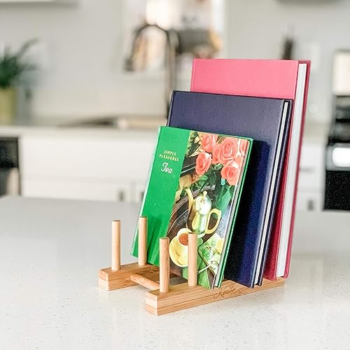 Miniatura 4 de KOZY - Escurridor de platos hecho a mano, soporte para platos de bambú natural, acabado de madera, sostiene platos, tazones, tazas, tazas y tabla de