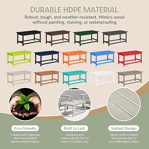 Miniatura 8 de WestinTrends Malibu - Mesa de centro para exteriores 35 x 175 pulgadas para todo tipo de clima madera de polietileno Adirondack mesa de café para