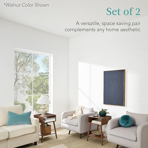 Miniatura 4 de Best Choice Products Mid-Century - Juego de 2 mesas auxiliares modernas para sala de estar, estudio, sala de estar, ahorro de espacio con