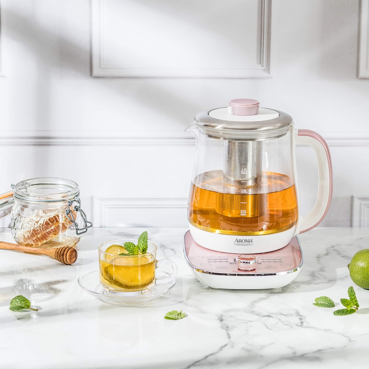 Flash Deals - 70% OFF Aroma Professional AWK-701 16-in-1 Nutri-Water, Green, Fruit, Flower Tea, Coffee, Multi-Use Kettle, Delay Timer, 1.5L, Pink